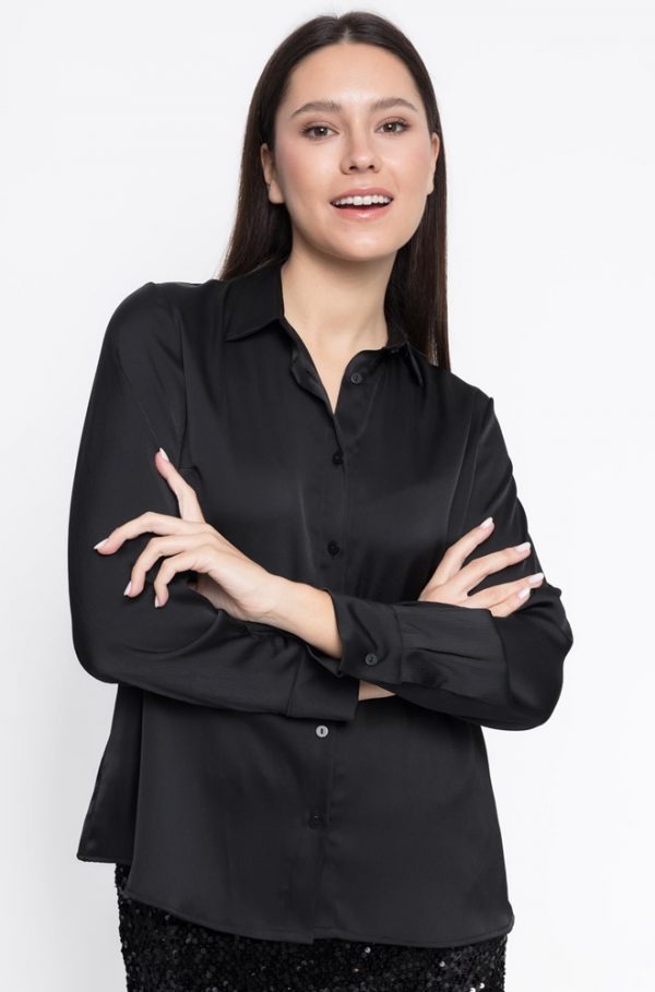 Camisa Aura negra satinado Cms Love – vista frontal