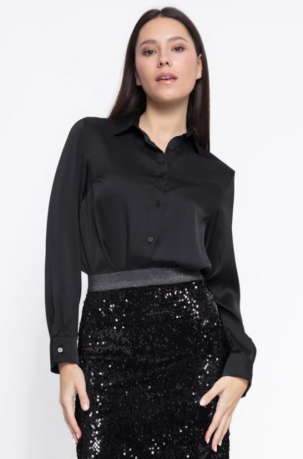 Camisa Aura negra satinado – Cms Love
