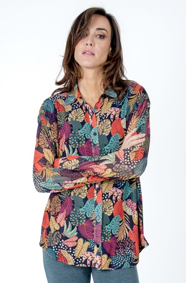 Camisa Aibell hojas multicolor – Lylu Wear