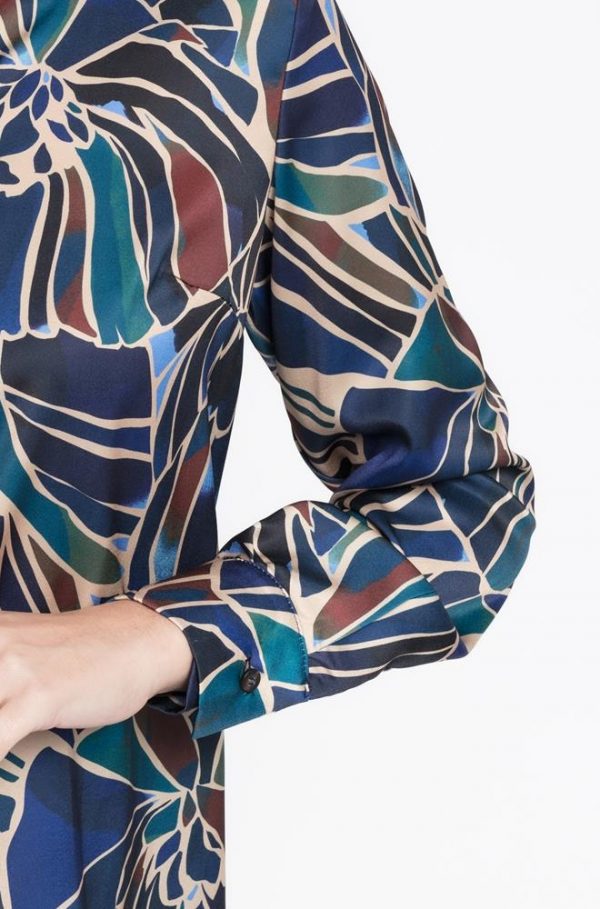 Camisa Helen Cms Love | Satinada floral azul elegante