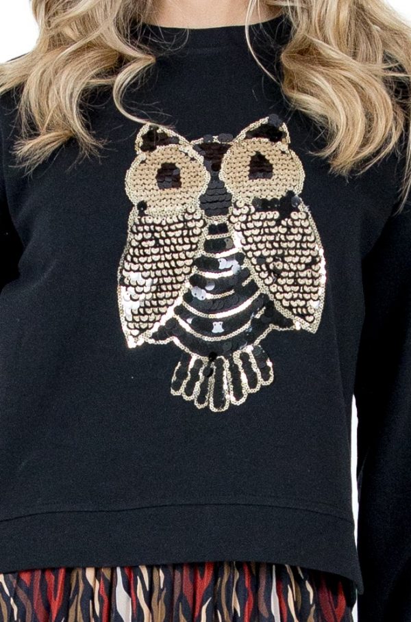 Sudadera Mawu Lylu Wear | Negro con detalle de búho
