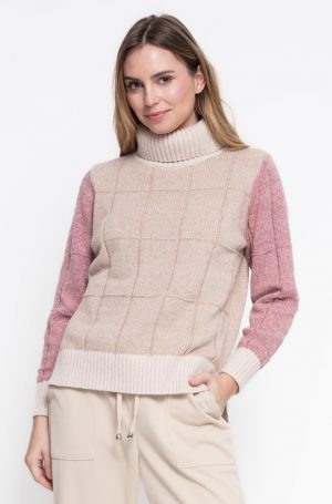 Jersey Naomi de punto en colores pastel con cuello cisne vista frontal