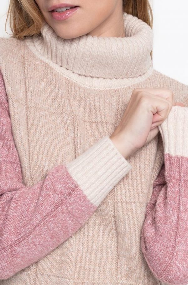 Jersey Naomi de punto — colores pastel y cuello cisne