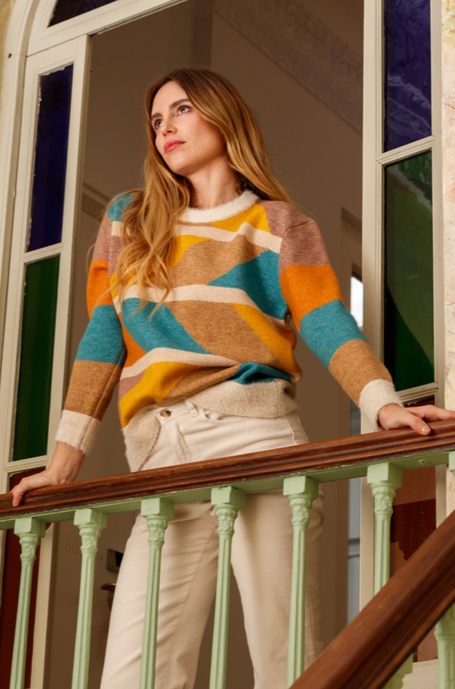 Jersey Rachel Cms Love de punto suave con estampado geométrico — vista frontal
