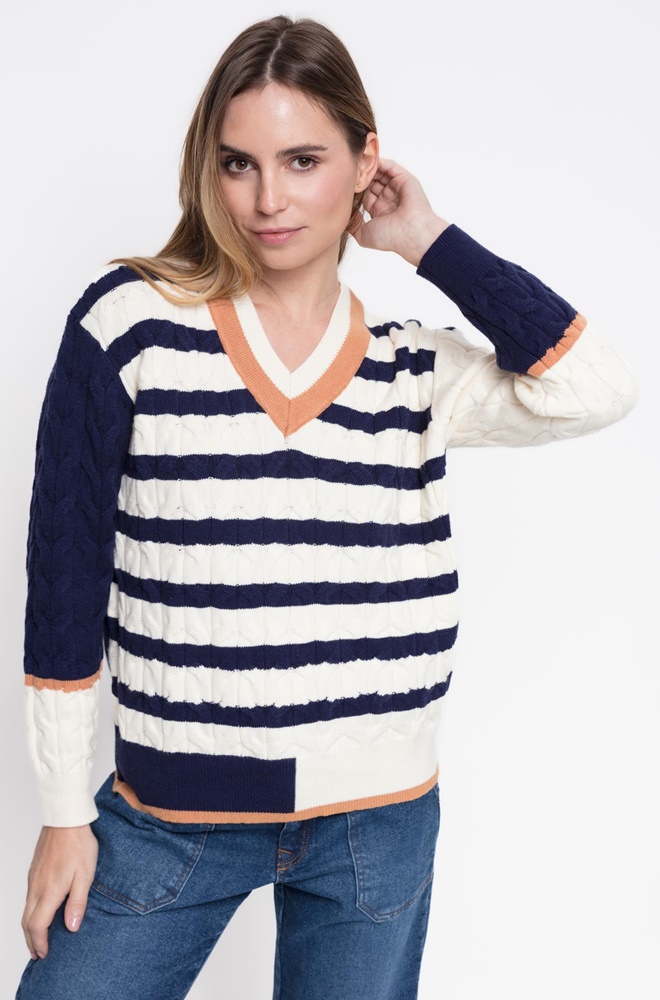 Jersey Ianira Cms Love a rayas marino y nata