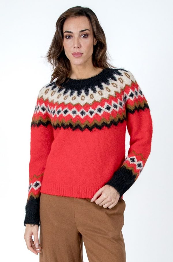 Jersey Ilali rojo con greca geométrica – Lylu Wear