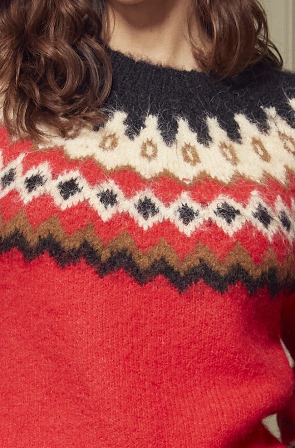 Detalle greca geométrica Jersey Ilali rojo Lylu Wear