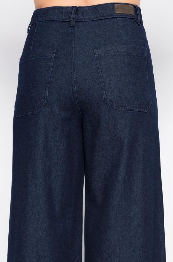 Pantalón vaquero Celia de mujer — corte palazzo azul oscuro