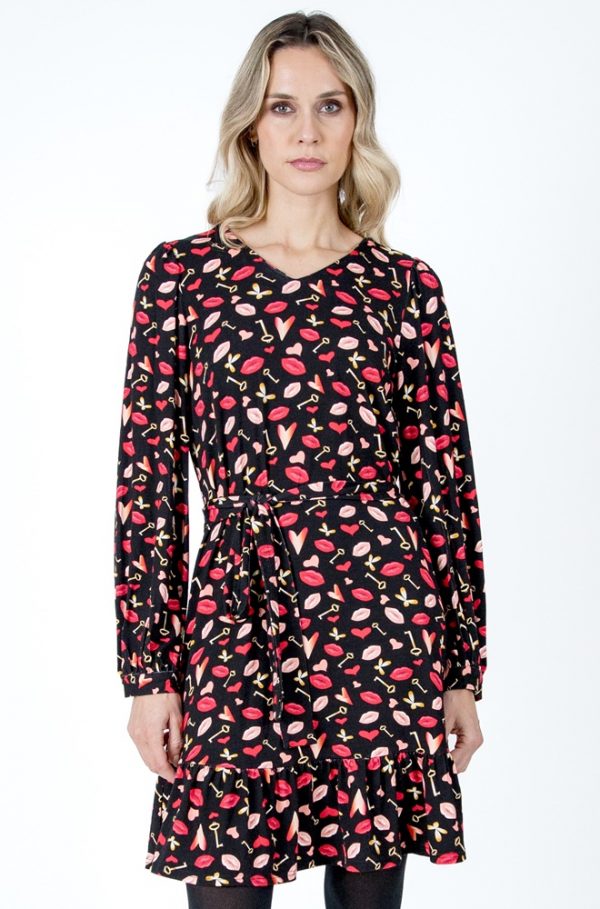 Vestido Uzume Lylu Wear en algodón con elastano estampado