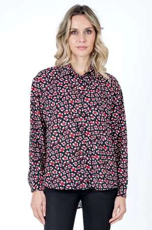 Camisa Caer Lylu Wear negra con flores abstractas