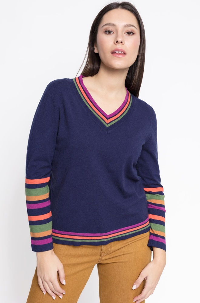 Jersey Xaroula CMS Love azul marino de punto fino con cuello en pico