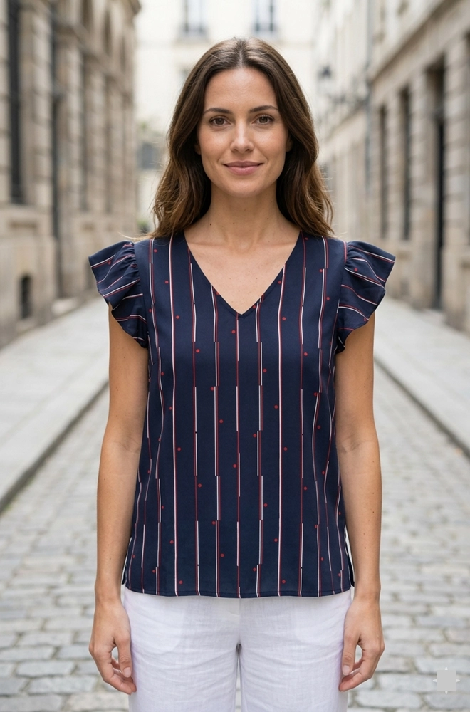 blusa azul marino estampada mujer Lylu Biro