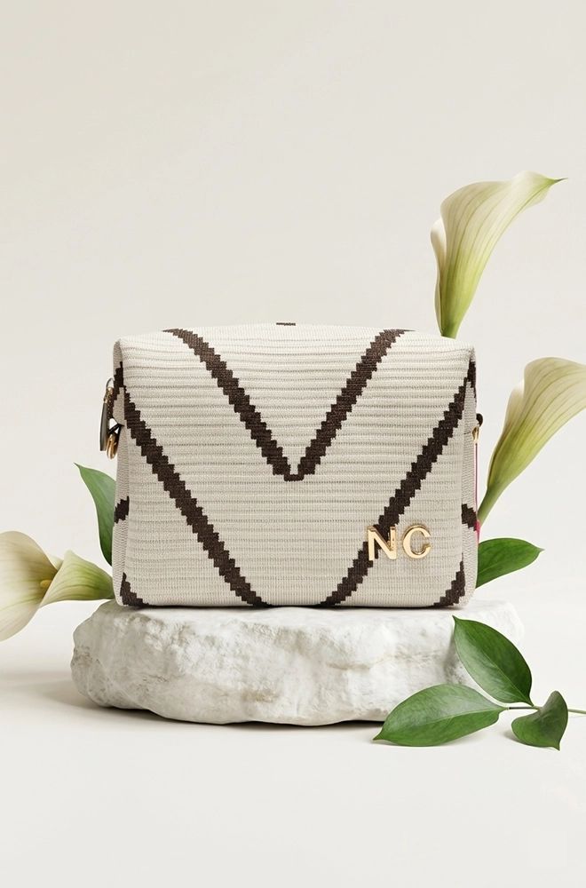 bolso bandolera marron blanco roto Noco frontal