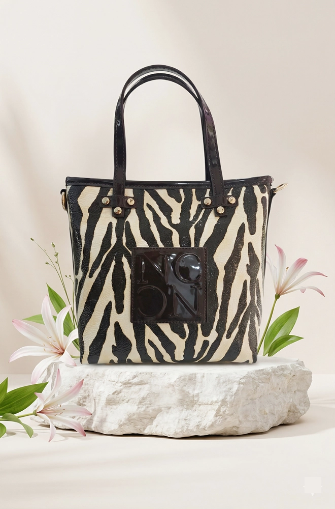 bolso tote mini cebra charol Noco frontal