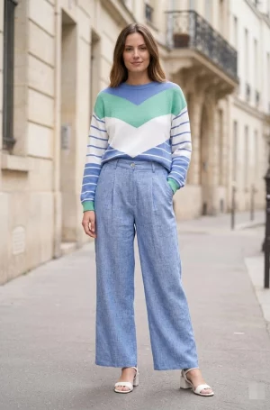 pantalón azul celeste mujer tiro alto Lylu Wow