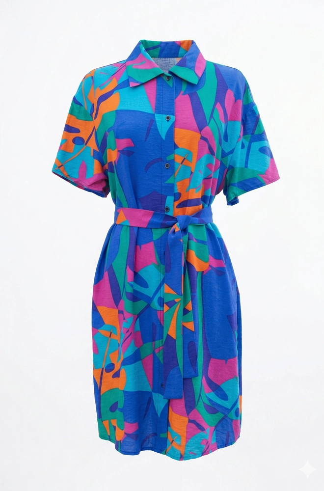 vestido camisero estampado mujer Lylu Meli maniqui frontal