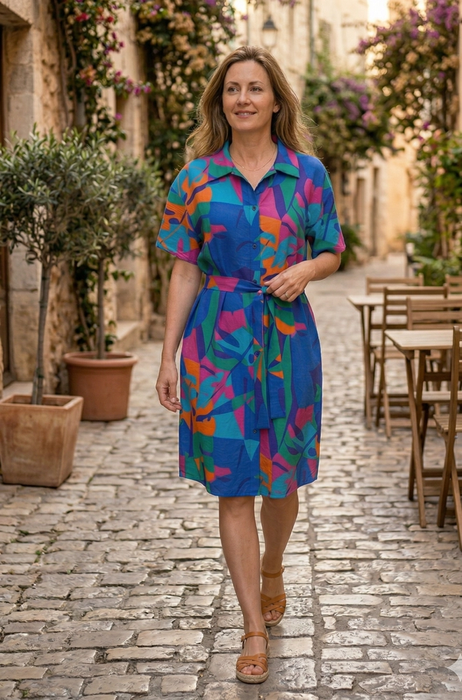 vestido camisero corto estampado mujer Lylu Meli casual