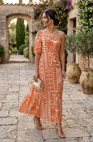 vestido largo asimétrico mujer Lylu Eos evento