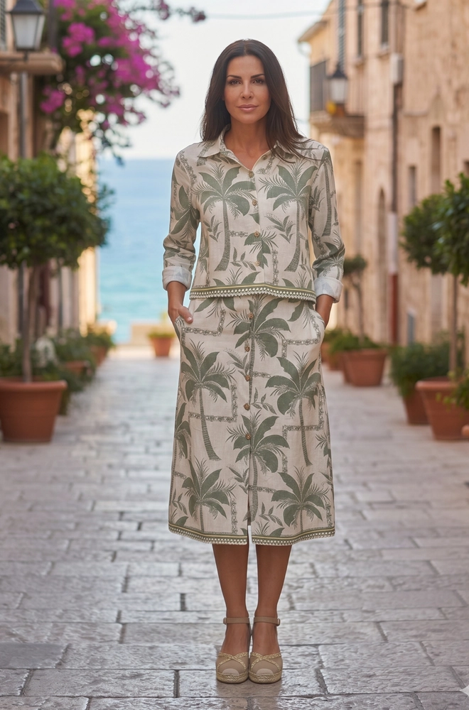 falda midi palmeras mujer Lylu Gem frontal