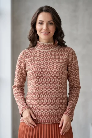 jersey geométrico mujer Lylu Fraga beige marrón