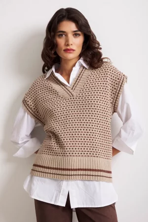 jersey chaleco mujer Lylu Guadalupe beige chocolate