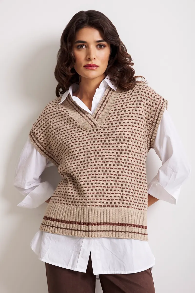 jersey chaleco mujer Lylu Guadalupe beige chocolate