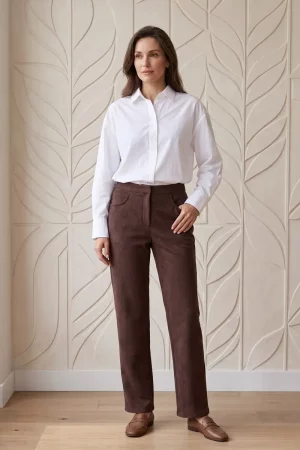 pantalón marrón mujer Lylu Cartagena efecto ante