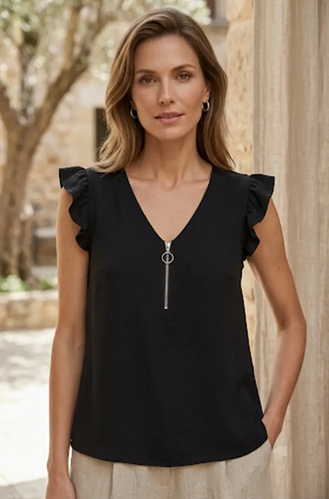 blusa negra mujer Bibi frontal