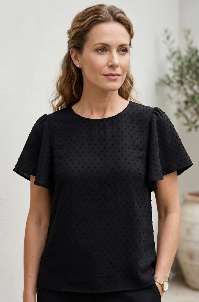 blusa negra demujer Duna frontal
