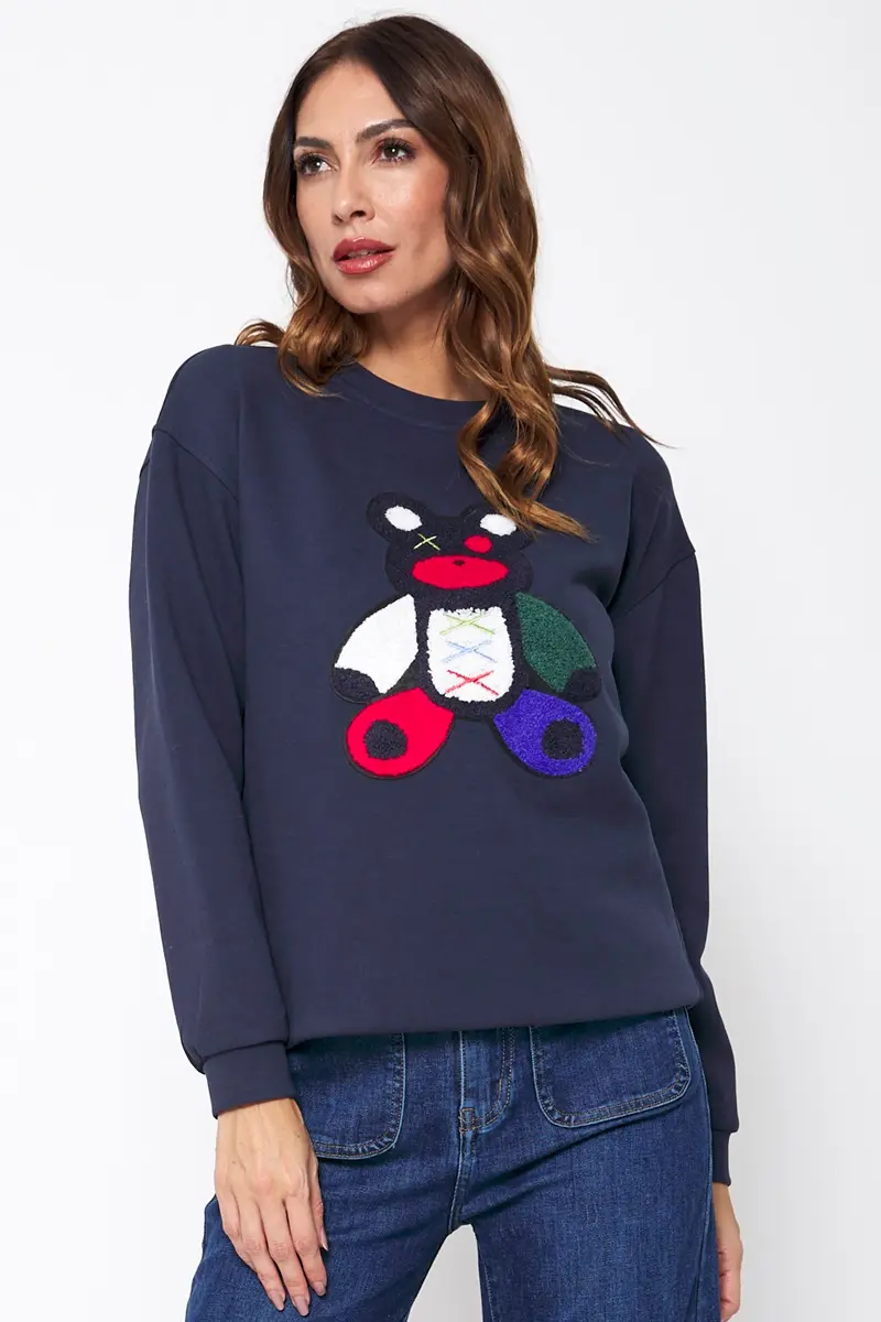 sudadera azul marino mujer Lylu Barcelona oso