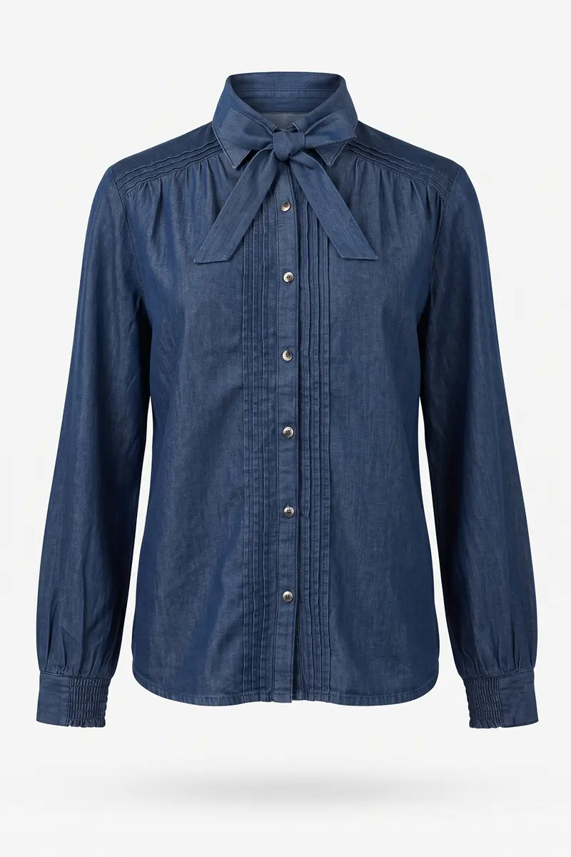 Camisa denim mujer Cms Meridit manga abullonada