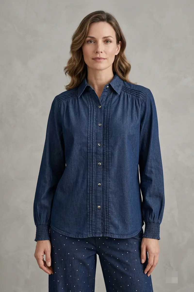 Camisa denim mujer Cms Meridit azul SIN lazada